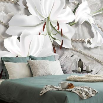 Samoprzylepna tapeta lilia z perłami - 225x150