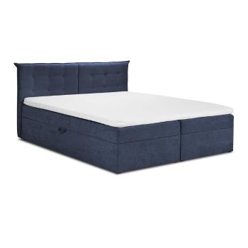 Ciemnoniebieskie łóżko dwuosobowe Mazzini Beds Echaveria, 200x200 cm