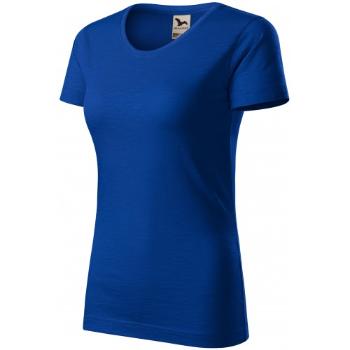 T-shirt damski, teksturowana bawełna organiczna, królewski niebieski, XL