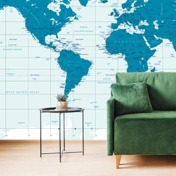 Samoprzylepna tapeta polityczna mapa świata na niebiesko - 300x200