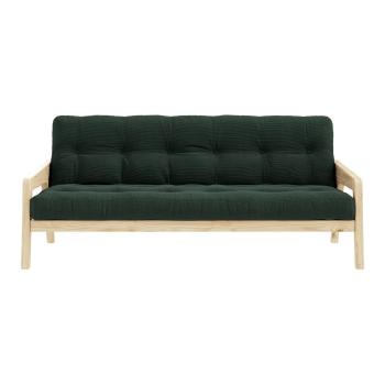 Sofa rozkładana ze sztruksową tapicerką Karup Design Grab Raw/Dark Green