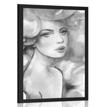 Plakat powab kobiety w czerni i bieli - 40x60 silver