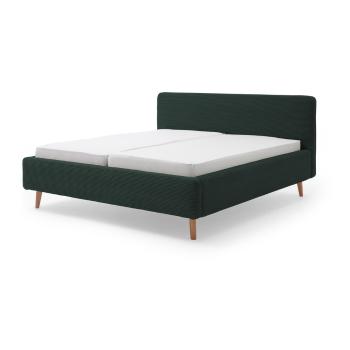Zielone sztruksowe łóżko dwuosobowe Meise Möbel Mattis Cord, 180x200 cm