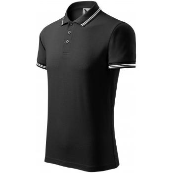 Męska koszulka polo w kontrastowym kolorze, czarny, S