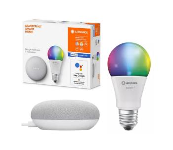 Ledvance - Inteligentny głośnik Google Nest Mini + LED RGBW żarówka SMART+