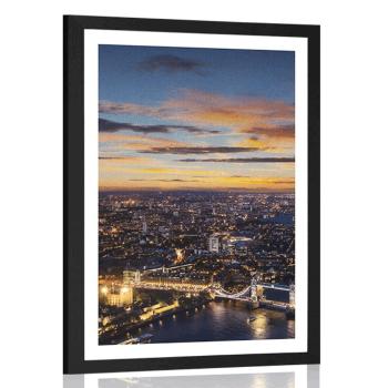 Plakat z passe-partout widok z lotu ptaka na Tower Bridge - 60x90 white