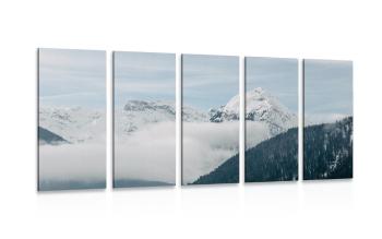 5-częściowy obraz krajobraz zimowy - 100x50