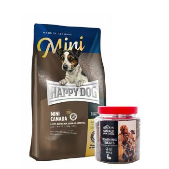 HAPPY DOG Mini Canada 4 kg + przysmaki treningowe z zającem 300 g