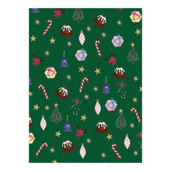 5 arkuszy zielonego papieru do pakowania prezentów eleanor stuart Christmas Fun, 50x70 cm