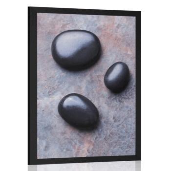 Plakat piękna martwa natura z kamieniami Zen - 30x45 silver