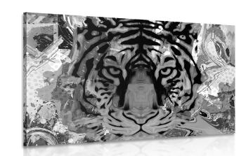 Obraz głowa tygrysa w wersji czarno-białej