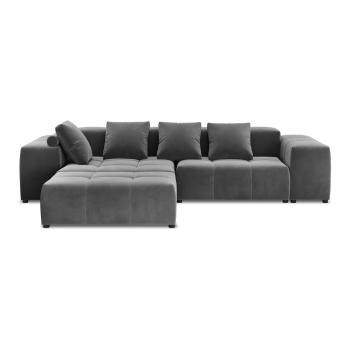 Szara aksamitna sofa narożna (zmienna) Rome Velvet - Cosmopolitan Design