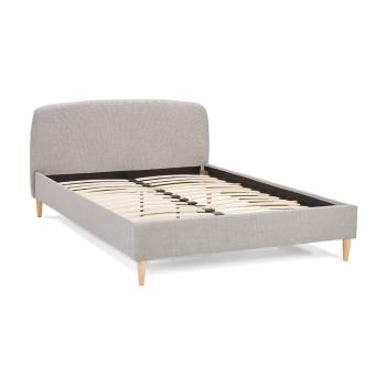 Szare łóżko tapicerowane dwuosobowe z rusztem 140x200 cm Drome - Kokoon