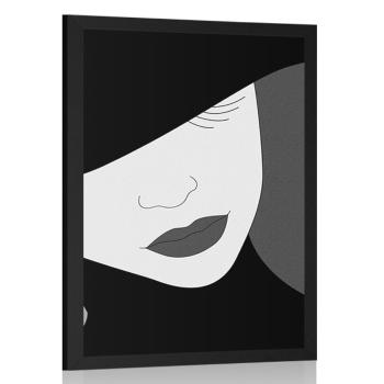 Plakat elegancka dama w kapeluszu w czerni i bieli - 40x60 black