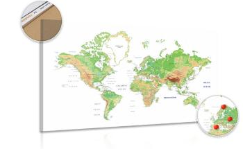 Obraz na korku klasyczna mapa świata z białym tłem - 90x60  transparent