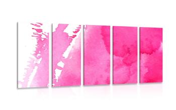 5-częściowy obraz różowa akwarela - 200x100