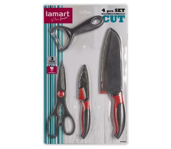 Lamart - Zestaw kuchenny 4 szt. - 2x nóż, obieraczka i nożyczki