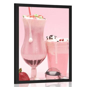 Plakat różowy koktajl mleczny - 60x90 silver