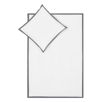 Biało-szara pościel jednoosobowa z perkalu bawełnianego Westwing Collection Joanna, 135x200 cm