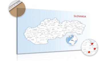 Obraz na korku mapa Republiki Słowackiej - 90x60  peg