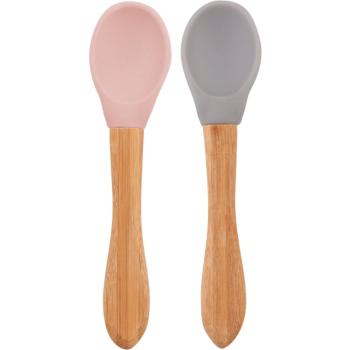 Minikoioi Spoon with Bamboo Handle łyżeczka Pinky Pink/Powder Grey 2 szt.