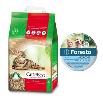 JRS Cat'S best eco plus 7l (3 kg) + BAYER FORESTO Obroża dla kota i psa przeciw kleszczom i pchłom poniżej 8 kg
