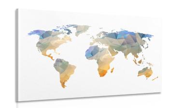 Obraz wielokątna mapa świata - 60x40