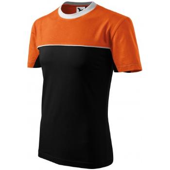 Dwukolorowa bawełniana koszulka, pomarańczowy, XL