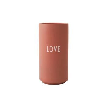Różowy porcelanowy wazon Design Letters Love, wys. 11 cm