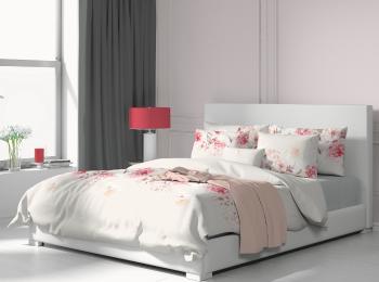 Pościel bawełna Tanea - biała/różowa - Rozmiar poszewka na poduszkę 40x40cm