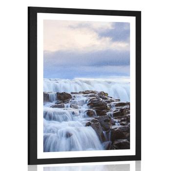 Plakat z passe-partout wodospady na Islandii - 60x90 silver