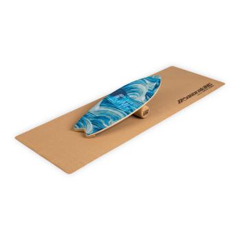 BoarderKING Indoorboard Wave, deska do balansowania, trickboard, z matą i wałkiem, drewno/korek