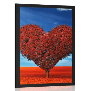 Plakat piękne drzewo w kształcie serca - 60x90 black