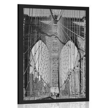 Plakat Manhattan Bridge w Nowym Jorku w czerni i bieli - 30x45 silver