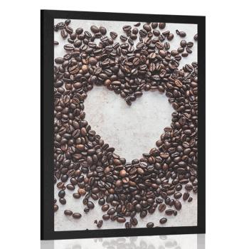 Plakat serce z ziaren kawy
