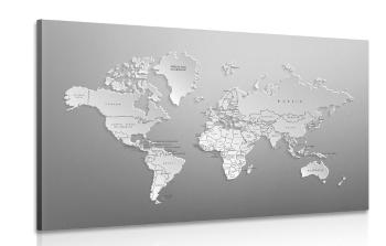 Obraz czarno-biała mapa świata w oryginalnej wersji - 60x40