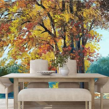 Tapeta malowane drzewa w kolorach jesieni - 225x150