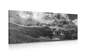 Obraz majestatyczny krajobraz górski w wersji czarno-białej