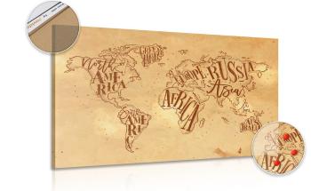 Obraz nowoczesna mapa świata na korku na tle vintage - 120x80  wooden