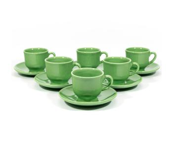 Zestaw do kawy 6x filiżanka ceramiczna Lucie ze spodkiem zielona