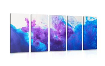 5-częściowy obraz atrament w odcieniach niebiesko-fioletowych - 200x100