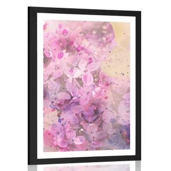 Plakat z passe-partout różowa gałązka kwiatów - 30x45 white