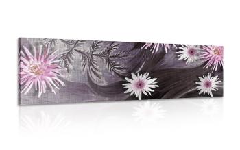 Obraz kwiaty na pięknym tle - 150x50