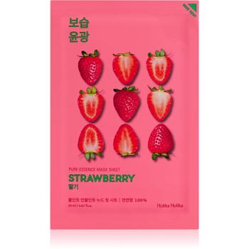 Holika Holika Pure Essence Strawberry maska rozświetlająca w płacie ujednolica koloryt skóry 23 ml