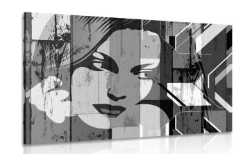 Obraz portret kobiety w wersji czarno-białej - 90x60