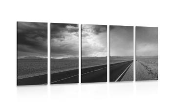 5-częściowy obraz podróż przez środek pustyni w wersji czarno-białej - 200x100