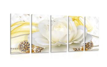 5-częściowy obraz luksusowa róża z abstrakcją - 100x50