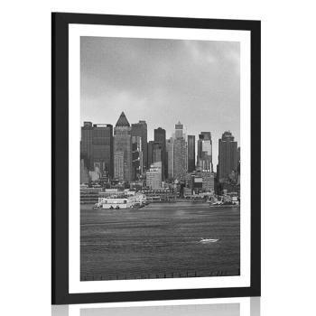Plakat z passe-partout wyjątkowy Nowy Jork w czerni i bieli - 30x45 silver