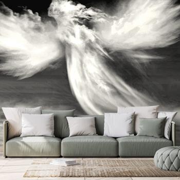 Tapeta czarno-biały obraz anioła w chmurach - 300x200