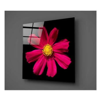 Czarno-czerwony szklany obraz Insigne Flowerina, 30x30 cm